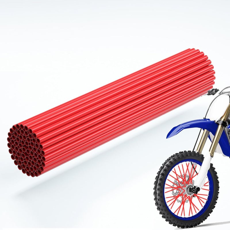 REWOLFNUS 72Pcs Dirt Bike Spoke Covers Wheel Spoke Wraps Wheel Rim Spoke Skins Universal for Motorcycle(Red) - Image 1